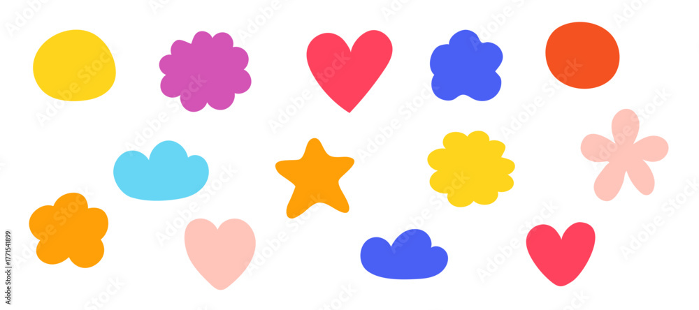 Obraz premium Vibrant abstract colorful hand-drawn and geometric shapes, perfect for contemporary design backgrounds and creative projects