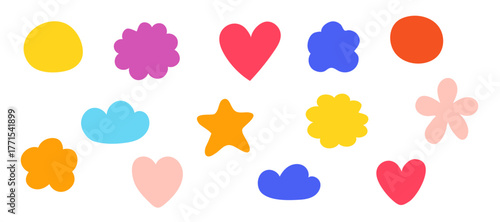 Vibrant abstract colorful hand-drawn and geometric shapes, perfect for contemporary design backgrounds and creative projects