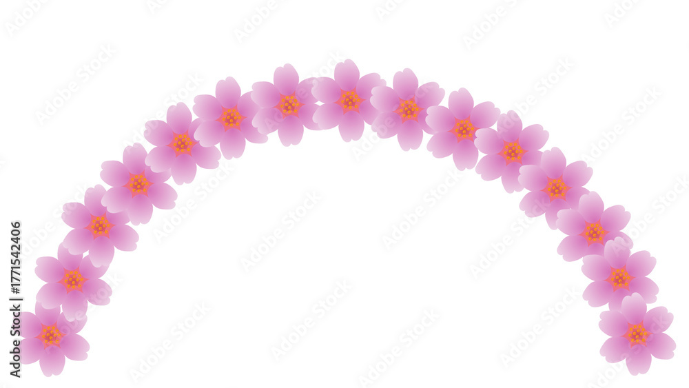 Obraz premium Curved Pink Sakura Flower Decorative Element Illustration on Transparent Background for Elegant and Aesthetic Design