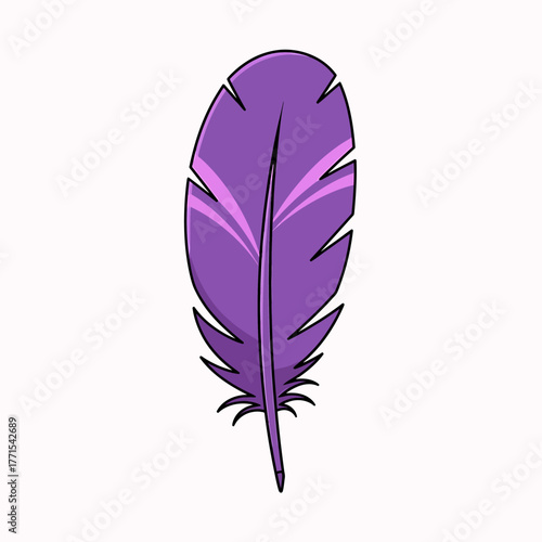 A purple feather is shown in this image