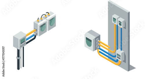 Isometric design of electrical utilities and communications equipment
