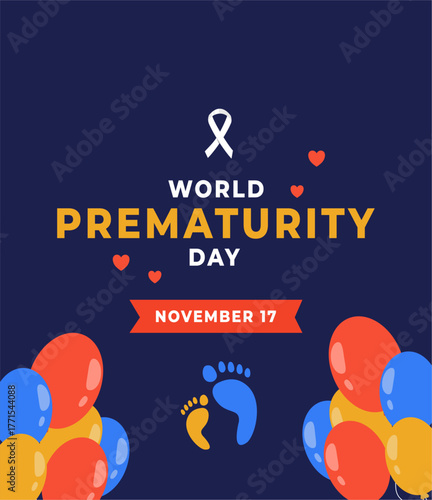 World prematurity day flyer illustration