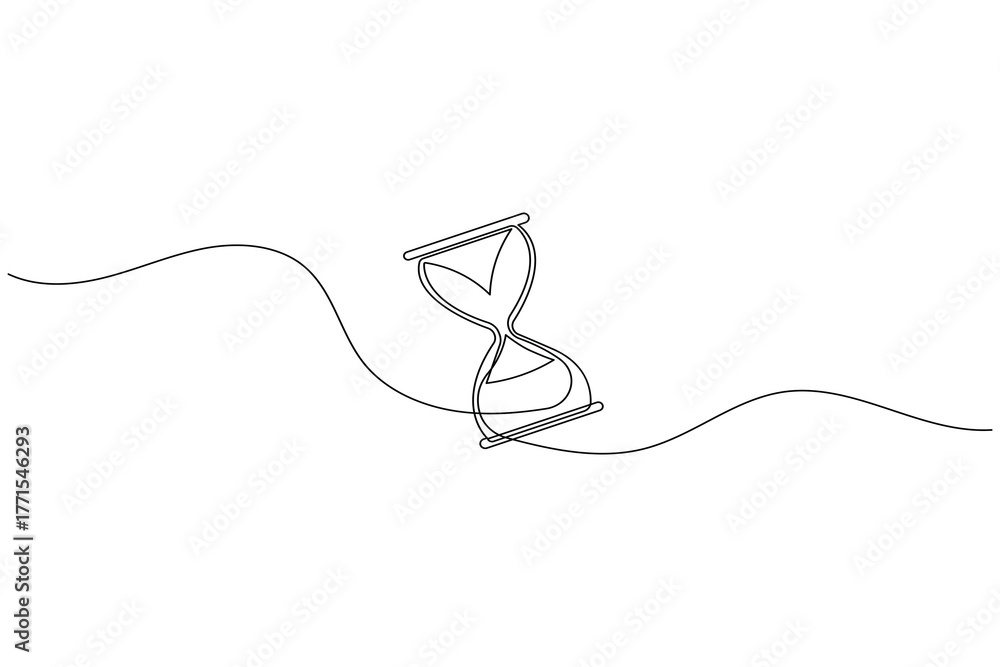 Obraz premium Hourglass continuous one line drawing of minimalist style outline sand timer concept illustration
