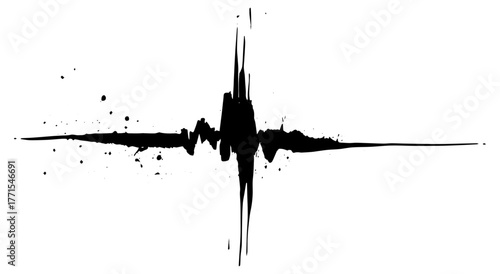 Black Ink Splatter Sound Wave Abstract Background
