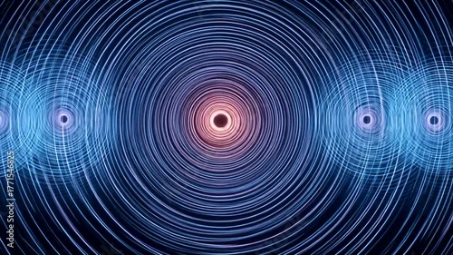 Abstract visualization of concentric circles radiating from a central point, suggesting energy flow