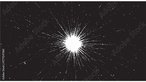 Light burst with white rays and sparkles on black background, overlay effect for banner or poster, isolated on transparent background, png