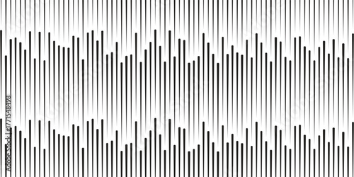 Black lines on white white background flow up seamless Vector modern optical halftone pop art texture for poster, business card, cover, label mock-up