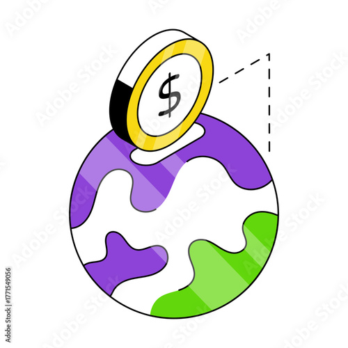 An editable design icon of global economy 