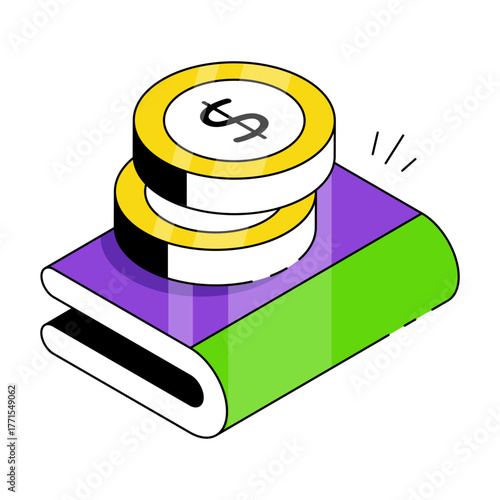 A flat design icon of financial book 