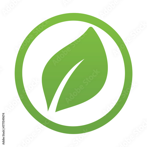 Green Leaf Inside a Circle Icon Keywords: leaf, green, circle, icon, nature, eco, environment
