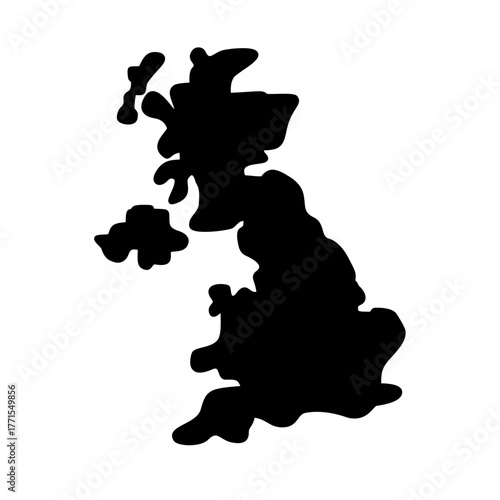 United Kingdom country map silhouette vector illustration