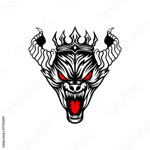 bat devil head illustration logo