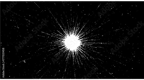 Light burst effect, lens flare overlay, starburst for banner or poster, with white streaks on black background, isolated on transparent background, png