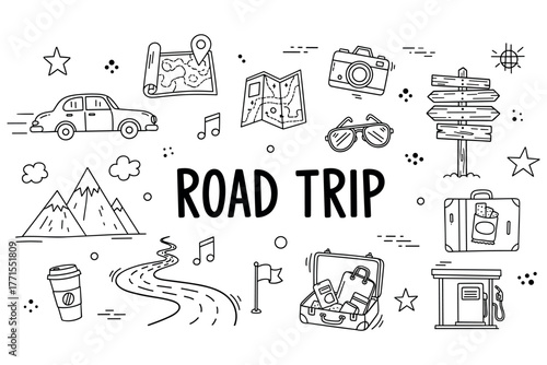Road trip adventure: maps, cameras, and travel essentials for a scenic journey
