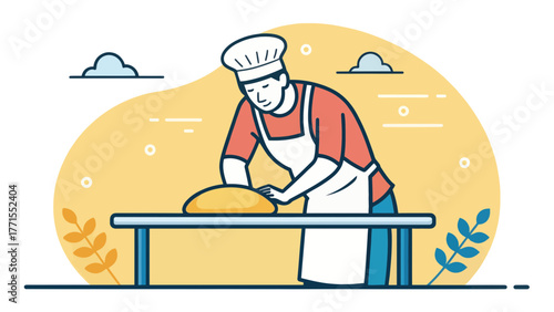 Chef Kneading Dough to Make Fresh Bread