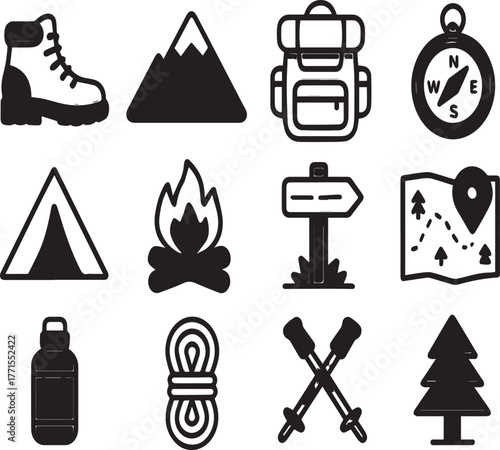 set of camping icons