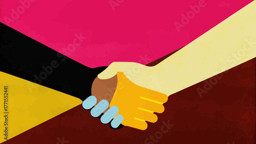 Hands shaking in a symbol of diversity and cooperation
