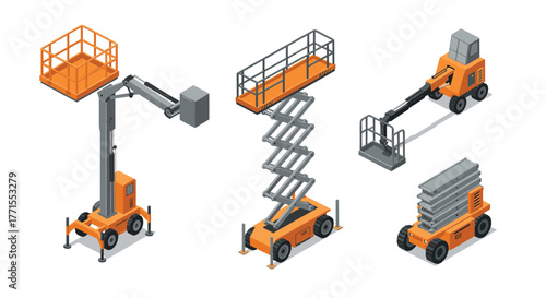 Isometric construction equipment: elevated work platforms and lifts