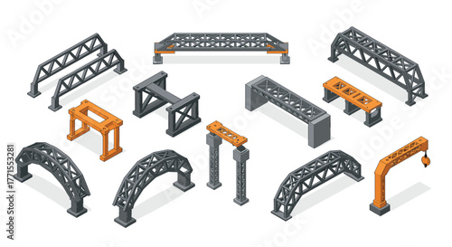 Isometric bridge and construction elements for structural design