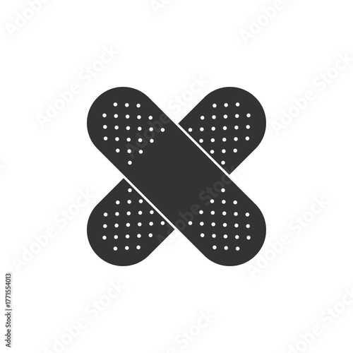 Band aid graphic icon. Crossed plasters symbol. Wound band graphic sign isolated on white background. Vector illustration 