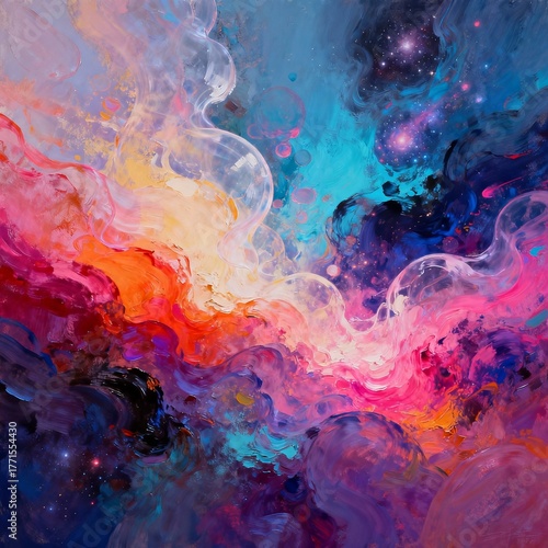 Created in Adobe Illustrator using generative AI. Vibrant contemporary artwork with dynamic patterns, modern textures and abstract shapes. 