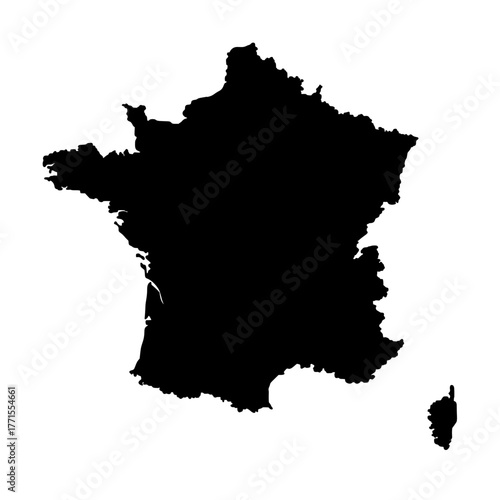 France country map silhouette vector illustration