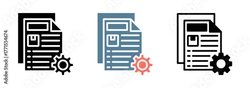 Technical Document Icon Collection Set  Glyph & Mixed Style  
