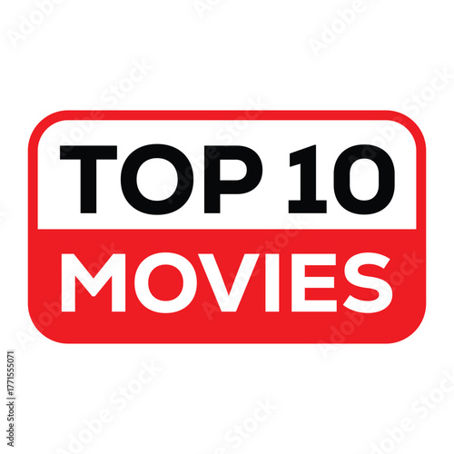 Top 10 Events vector badge or banner design. Bold black and white 