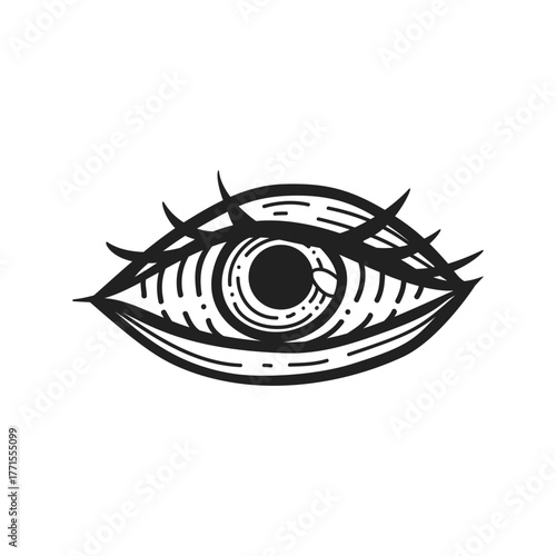 Evil eye. Eye of Providence. Lineart Vector illustration. Magic celestial witchcraft symbol. Masonic symbol. Hand drawn logo or emblem