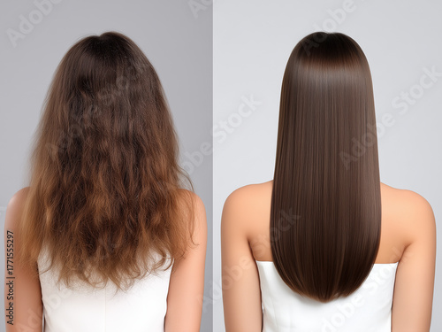 ストレートヘアとパーマのビフォーアフター