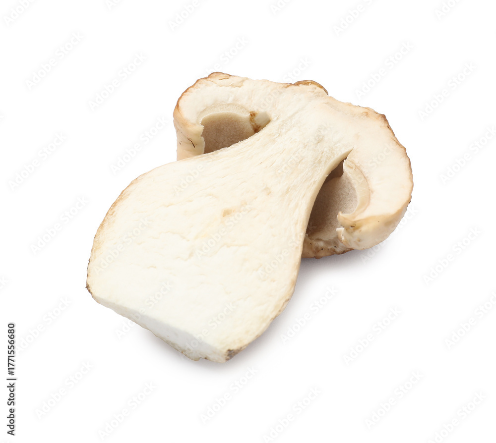 Fototapeta premium Cut fresh porcini mushroom isolated on white