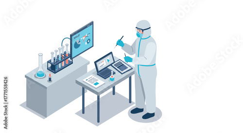 Scientist analyzing data in modern laboratory with advanced technology