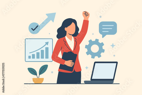 Empowered Professional in Modern Workspace – Confidence and Leadership Vector