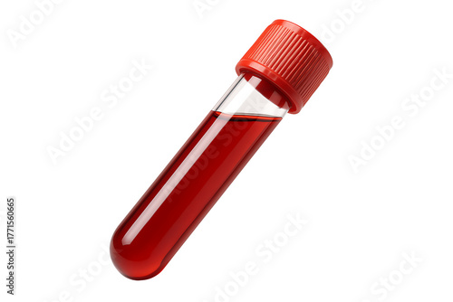 Medical Test Tube with Blood Sample for Laboratory Analysis and Diagnosis Isolated on white