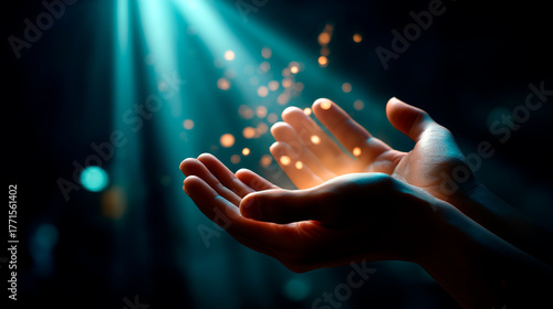 Inspiration and enlightenment concept offering hope through divine light spiritual awakening and transformation divine radiant light breaking through darkness Christian faith