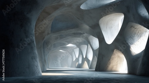 Fototapeta Naklejka Na Ścianę i Meble -  Modern concrete tunnel interior