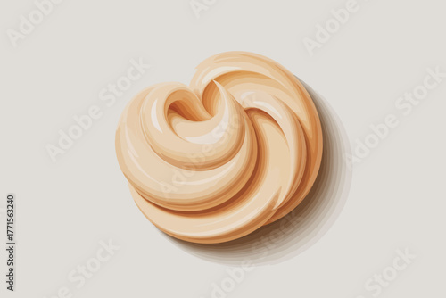 Swirl of light brown cosmetic cream texture sample