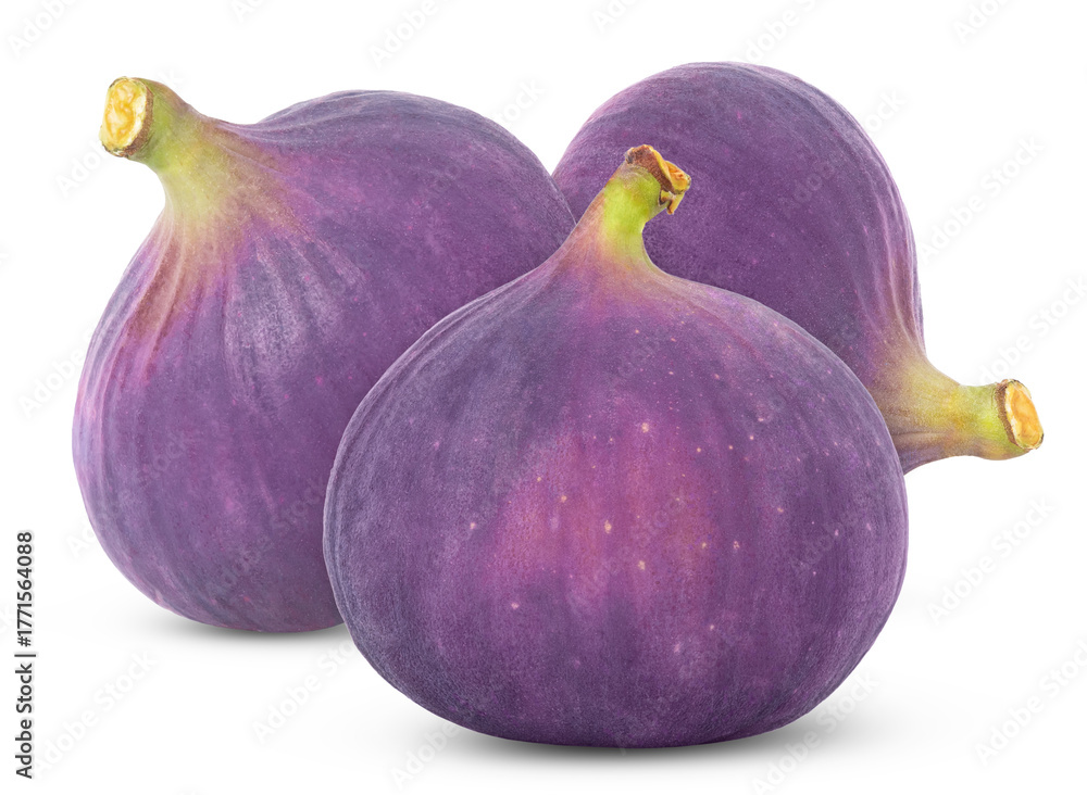 Fototapeta premium Three figs isolated. Fig fruit with clipping path..