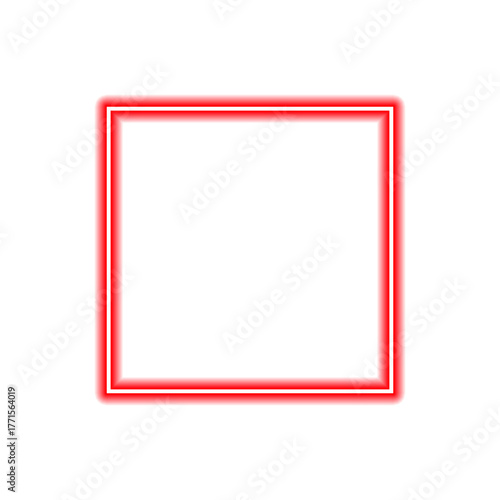 png Red neon square frame glowing border with light effect vector illustration isolated on white background