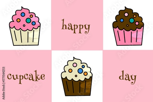 Happy cupcake day pattern background