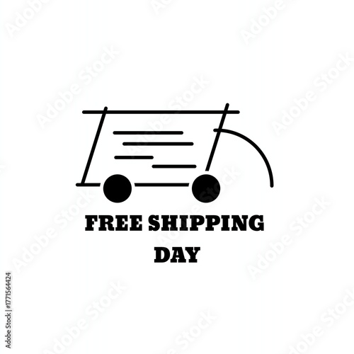 Free shipping day with truck cargo vector illustration