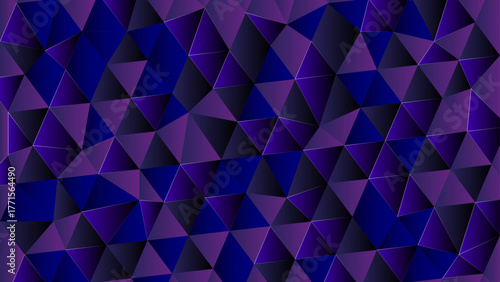 Abstract purple and indigo triangular wallpaper design. Modern dark background with a subtle 3D low-poly effect.