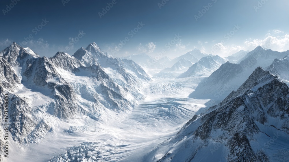 Naklejka premium Snowy mountain range panorama