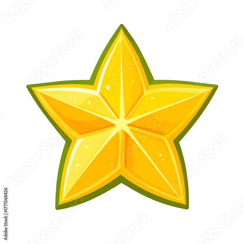 Isolated Golden Star with Green Outline on White Background for Award or Achievement Illustration