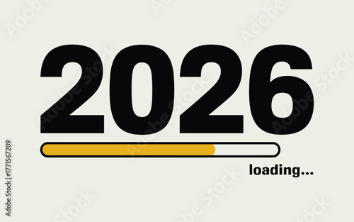 The year 2026 is loading with a progress bar, symbolizing anticipation and the passage of time