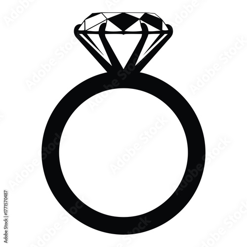 Elegant diamond engagement ring simple silhouette symbolizes love commitment and marriage proposal celebration forever silhouette
