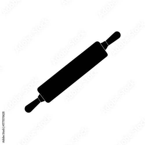 Simple black rolling pin drawing on transparent background silhouette