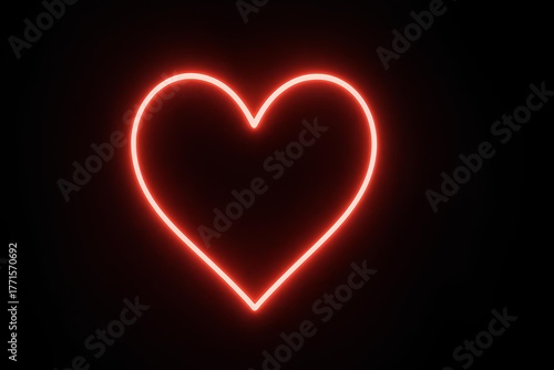 Digital heart symbol glowing in dark