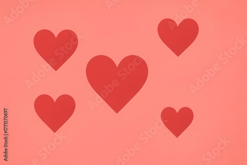 Digital illustration of hearts, modern love concept