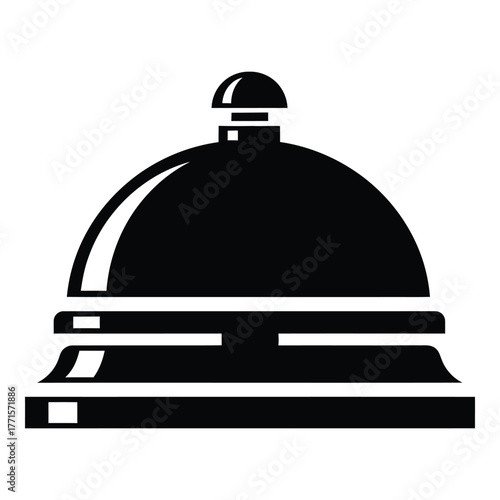 Classic hotel service bell icon silhouette represents hospitality and assistance for front desk and reception services silhouette